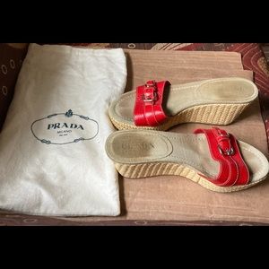 Prada Made in Italy Platform Espadrille Slides Buckle Accent - Size 36.5/6.5